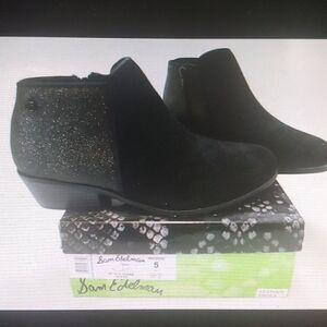 Black metallic booties 